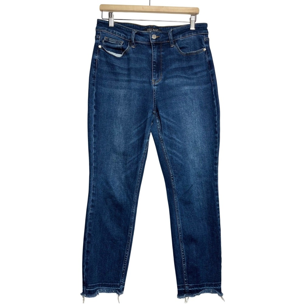 Judy Blue Slim Fit Dark Wash‎ Raw Hem High Rise Jeans JB88704 Women's Size 13/31